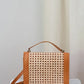 Brown Leather Bag, Cane Shoulder Bag, straw bag, leather