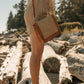 Brown Leather Bag, Cane Shoulder Bag, straw bag, leather