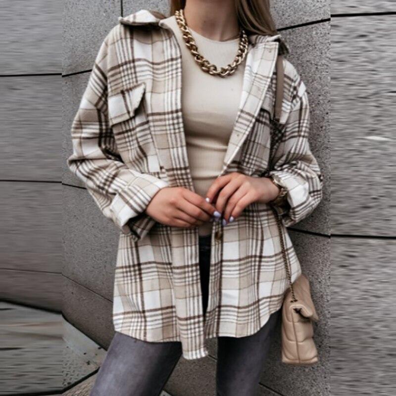 Casual Plaid Print Hooded Shirt