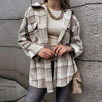 Casual Plaid Print Hooded Shirt