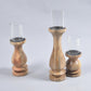 Natural Mango Wood & Glass Pillar Candle Holders (Set of 3)