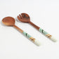 Enamelled Wooden Geometric Salad Servers (Set of 2)
