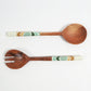 Enamelled Wooden Geometric Salad Servers (Set of 2)