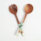 Enamelled Wooden Geometric Salad Servers (Set of 2)