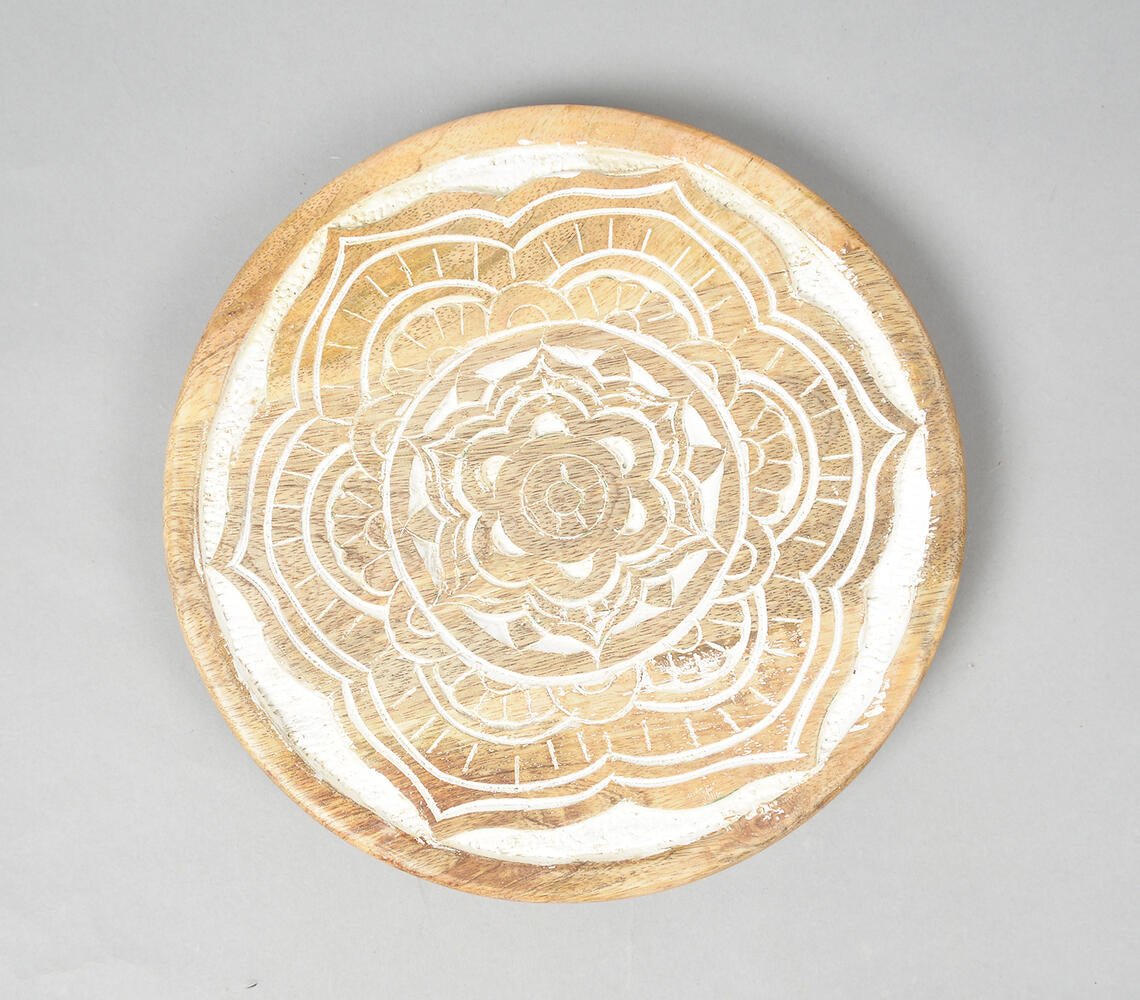 Hand Carved Mango Wood Mandala Trivet