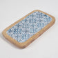 Indigo Meena print Light burnt Wooden Tray
