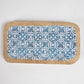 Indigo Meena print Light burnt Wooden Tray