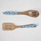 Indigo Meena print Light burnt Wooden Spatulas (set of 2)