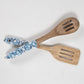 Indigo Meena print Light burnt Wooden Spatulas (set of 2)