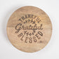 Engraved Typographic Round Wooden Trivet