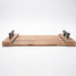 Vintage Wooden Serving Tray with Metal Handles