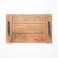 Vintage Wooden Serving Tray with Metal Handles