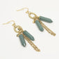 Sage Pencil Stone & Metallic Link Dangle Earrings