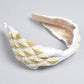 Embroidered Geometric White Hair Band