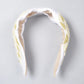Embroidered Geometric White Hair Band