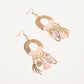 Raffia-Wrapped Gold-Toned Cluster Dangle Earrings