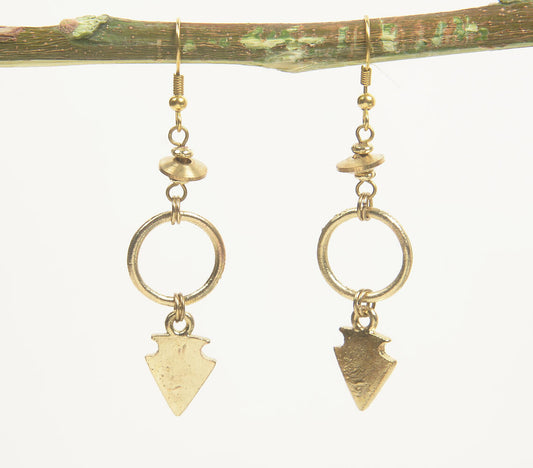 Metallic Arrow & Ring Dangle Earrings