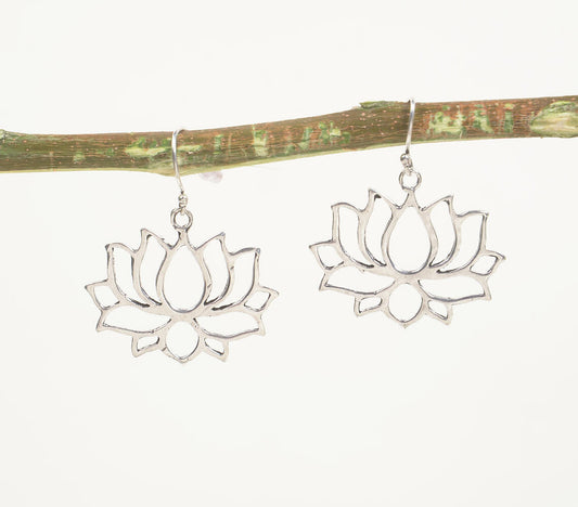 Lotus Motif Brass Dangle Earrings