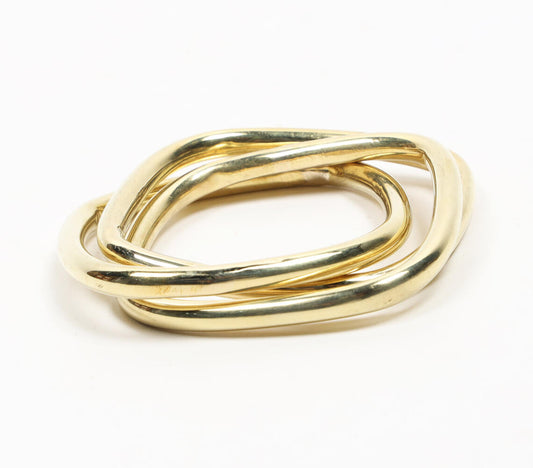 Interlinked Squares Brass Bangle