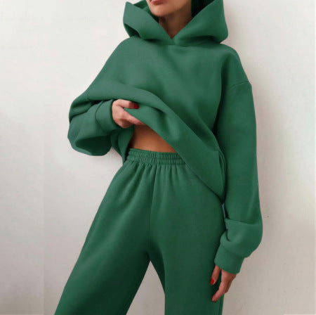 Women's Casual Hooded Sweater Two-piece Suit