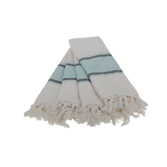 Smyrna 100% Pure Turkish Cotton Hand Towel - Aqua-  (Set of 4)