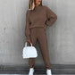 Solid Color High-Neck Long-Sleeved Casual Suit