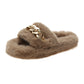 Stylish Fluffy House Shoes with Chain