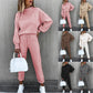 Solid Color High-Neck Long-Sleeved Casual Suit