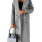 Women's Solid Color Long Sleeve Double Breasted Coat